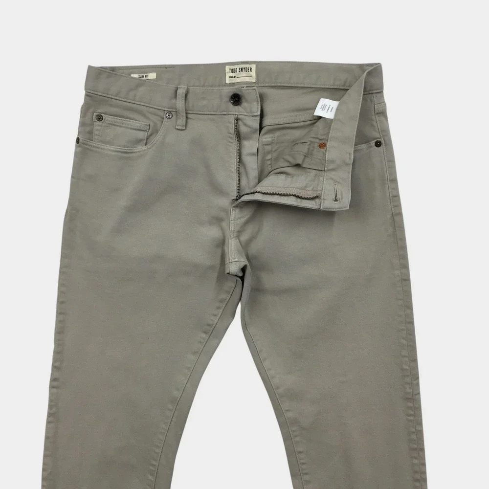 Todd Snyder Slim Fit Stretch 5-Pocket Chino Pants Khaki Grey 31x32 Mens